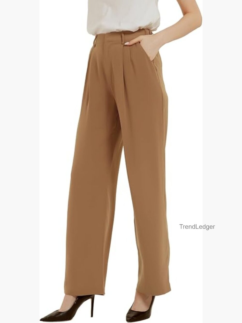 High Waist Straight Leg Work Dress Pants Trousers Wide Leg
